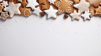 christmas gingerbread cookies border with copy space