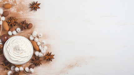 Obraz na płótnie Canvas christmas background with cinnamon and anise with copy space