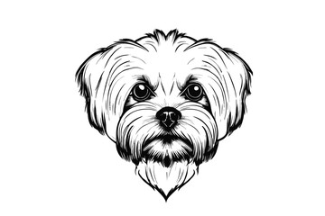 Charming Companion: Maltese Dog's Head in Vector, Showcasing Their Loveliness