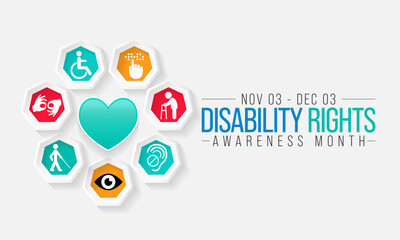 Disability Rights awareness month is observed every year from November 3 to December 3, Vector illustration