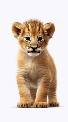 A Cute and Adorable Baby Lion Sitting on a White Background