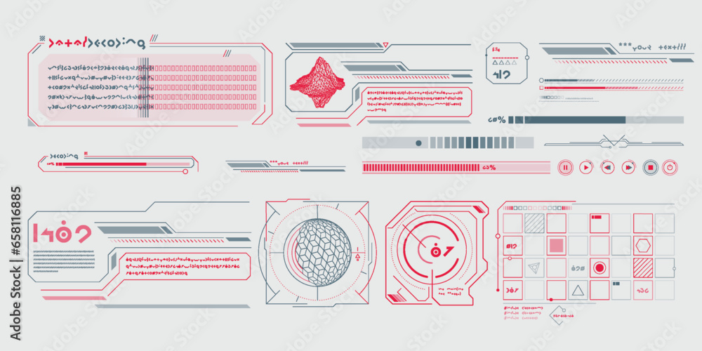 Poster vector data elements for sci-fi interface infographics.