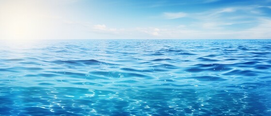 Obraz premium Summer Serenity: Beautiful Blurred Blue Background with Glistening Water Highlights, Evoking the Essence of Seaside Holidays
