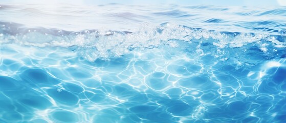 Obraz premium Summer Serenity: Beautiful Blurred Blue Background with Glistening Water Highlights, Evoking the Essence of Seaside Holidays