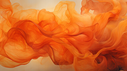 Abstract Art of Orange Silky Fabric Textile Transparent Wavy Background