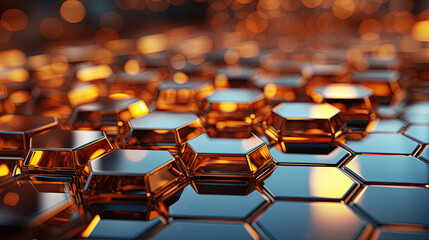 Fototapeta premium Honeycombs Abstract Light Chrome Textured Selective Focused Background