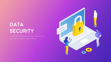 Data security technology vector. Protection of information on the Internet concept. Private datastorage isometric illustration.	 - obrazy, fototapety, plakaty