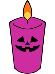 火のついた顔付きキャンドルのイラスト素材