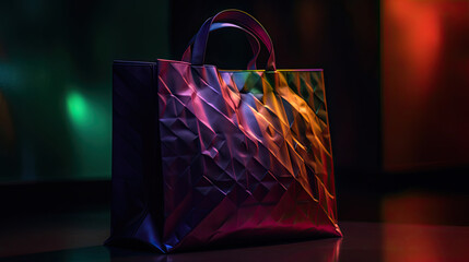 Close-up of Vibrantly Colored Shopping Bag with Vibrant Texture
