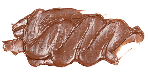 Cream chocolate spread isolated on white, clipping path, top view
