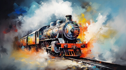 Hand drawn steam train illustration
