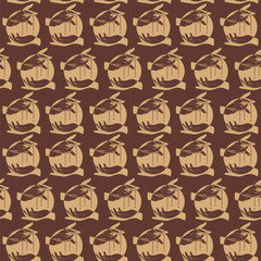 Seamless pattern with hands and moon on brown background
