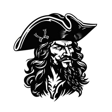 Pirate logo, black and white, AI generated Image