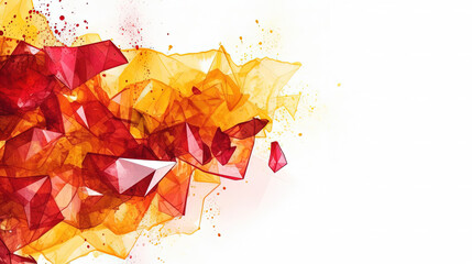 Mixed Abstract Art of Watercolor Red and Gold Color Wavy and Curve Alcohol Ink on White Background
