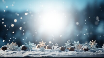 Fototapeta na wymiar christmas snowy background with snow