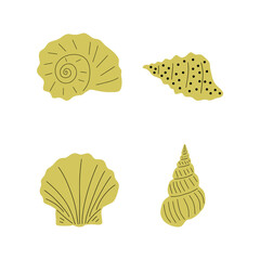 Tropical underwater seashell. Hand drawn sea mollusk shellfish element. Vector illustration in scandinavian style.