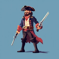 Pirate cartoon illustration, AI generated Image