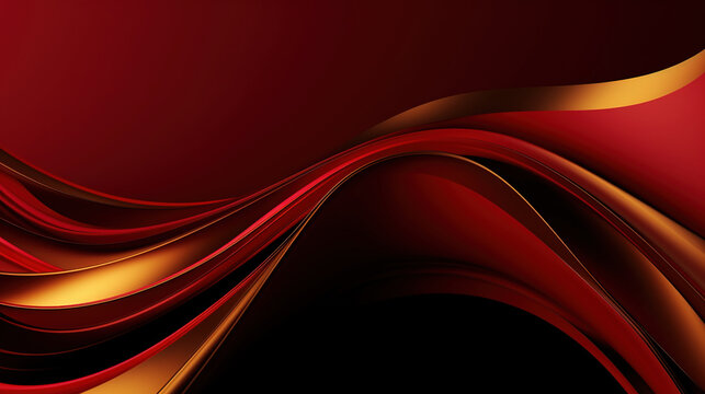 Minimalist Abstract With Wave or Curves of Red and Gold Background