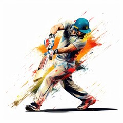 Cricket player illustration, AI generated Image