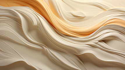Abstract of White and Light Yellow Acrylic Liquid Painting Thick Wavy Background