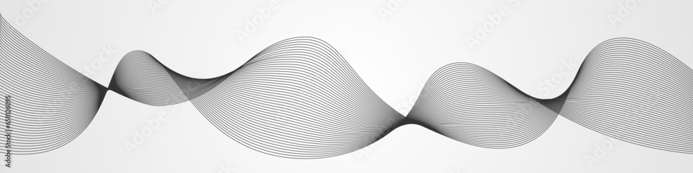 Fototapete Grey white abstract background with abstract wave element. Digital frequency track equalizer. Lines wave abstract stripe design. Abstract wave element for design. Vector EPS 10