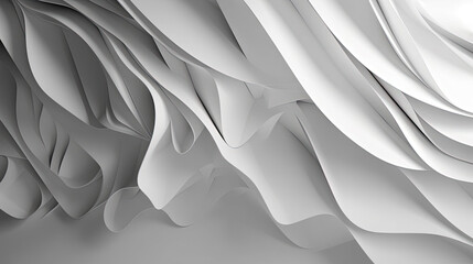 Digital Art of Wavy White Sculpted Horizontal Background