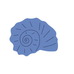 Tropical underwater seashell. Hand drawn sea mollusk shellfish element. Vector illustration in scandinavian style.