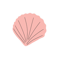 Tropical underwater seashell. Hand drawn sea mollusk shellfish element. Vector illustration in scandinavian style.