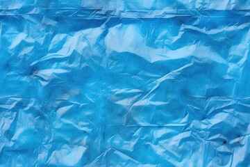 Blue plastic bag texture. Crumpled paper.