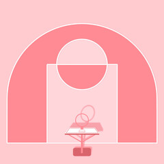 Pink basketball court