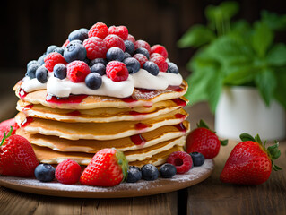 stack of pancakes with berries