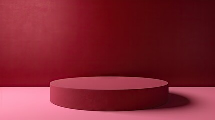 3D Rendered Podium, Maroon Background, Dark Red Background
