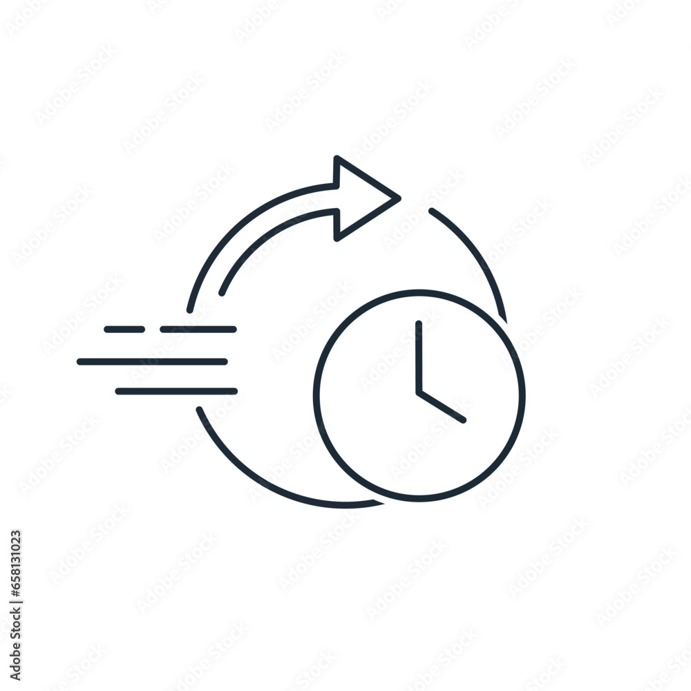 Poster fast track time. rush hour logo. vector linear icon isolated on white background.
