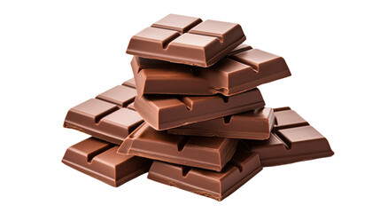 Chocolate bars isolated on a transparent background.