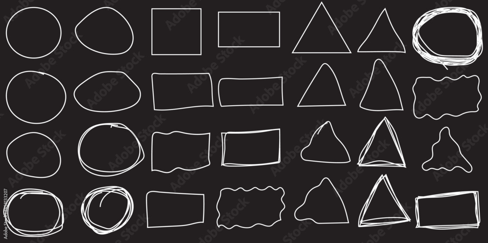 Poster abstract set of sketch lines geometric element. hand drawn pen lines doodle sketches geometric lines