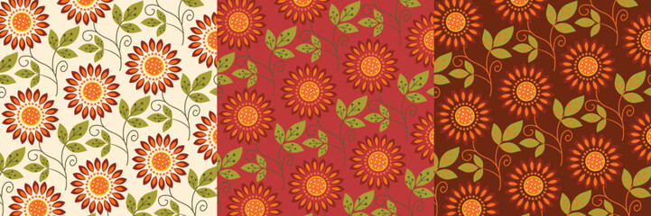 sunflower seamless pattern vector background wallpaper collection set