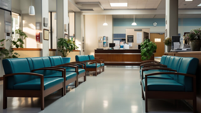 Patient-Centric Design. The Warmth of a Contemporary Doctor's Office Waiting Area, Generative AI