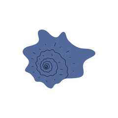 Tropical underwater seashell. Hand drawn sea mollusk shellfish element. Vector illustration in scandinavian style.