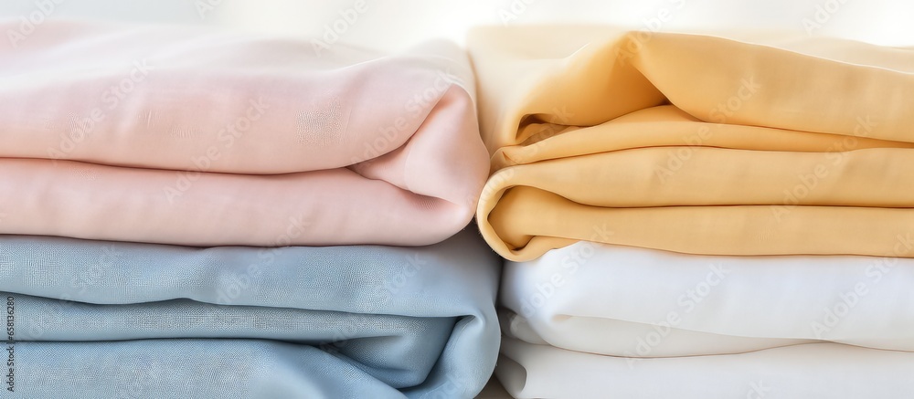 Poster Napkins made from wrinkled linen cloth on a textured background with a shallow depth of field