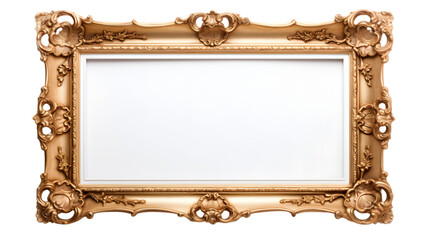 Shabby Chic White and Golden Picture Frame Isolated on Transparent or White Background, PNG