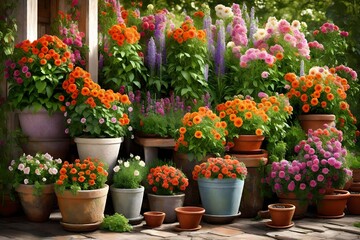 Fototapeta na wymiar Beautifull Different kinds of garden flowers in pots beautifull Different kinds of garden flowers in pots Fair Transform Your Home or Garden with Beautiful Flowers and Plants