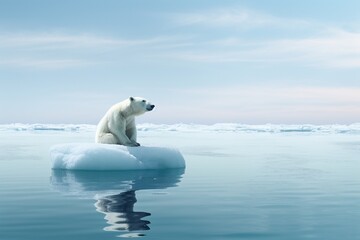 Fototapeta premium Polar bear on ice surronded by water