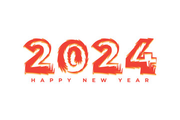 Happy New Year 2024 text typography design