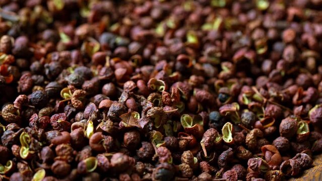 Sichuan peppercorn pepper spice seed circle around footage