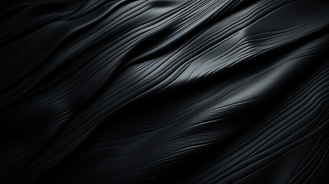 Abstract Black Color Virtual Leather Wavy Texture Background