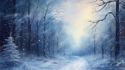 Fototapeta na wymiar Frosty forest in the morning landscape.
