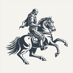 Fototapeta na wymiar Knight on a horse. Vintage woodcut engraving style vector illustration.