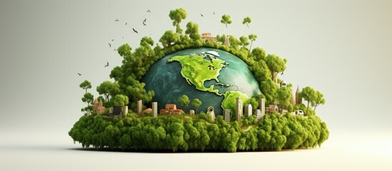 Illustration of the concept of ecology sustainable development and world environment in a oval shape representing the green earth