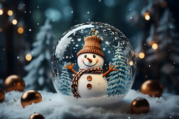 christmas tree decorations, santa claus with gifts, snowman in the snow, christmas gift boxes	 - Powered by Adobe
