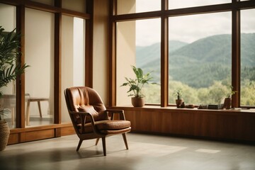 A simple room with a chair is next to a window